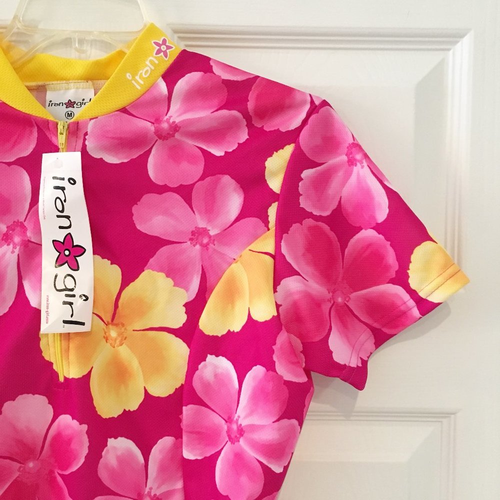 NEW Iron Girl Cycling Floral Hibiscus Jersey Sz M - Picture 4 of 7